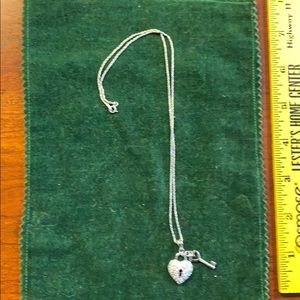 Heart with key crystal necklace